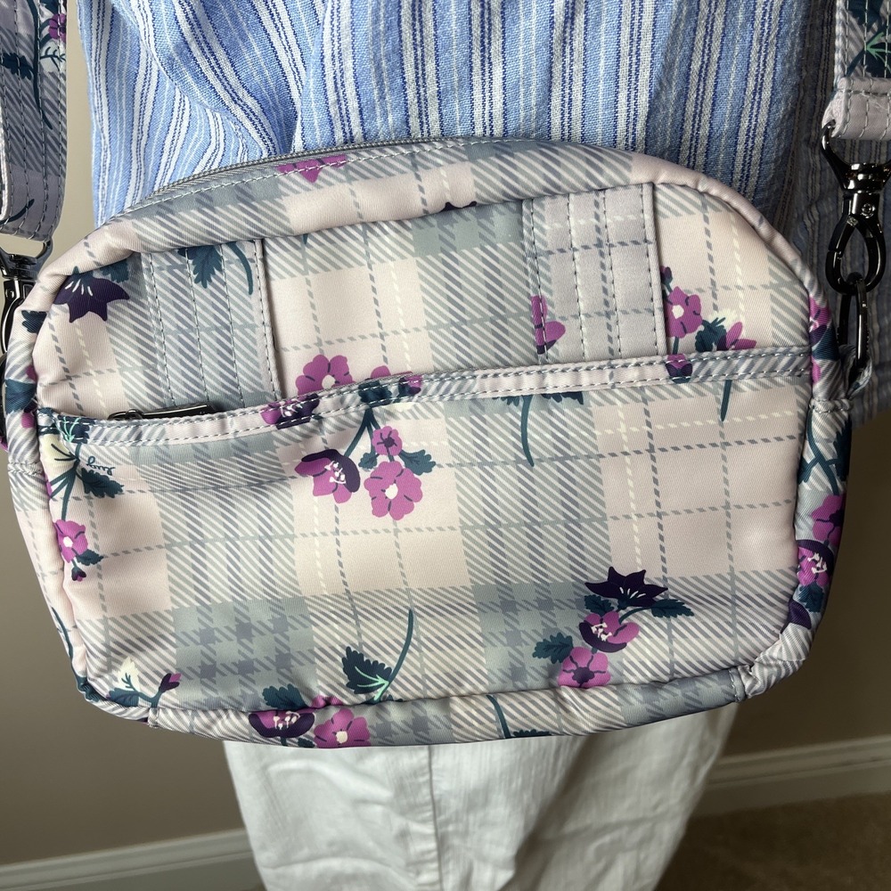LUG Switch Floral Plaid Crossbody Bag Convertible Strap RFID Travel - Picture 16 of 16